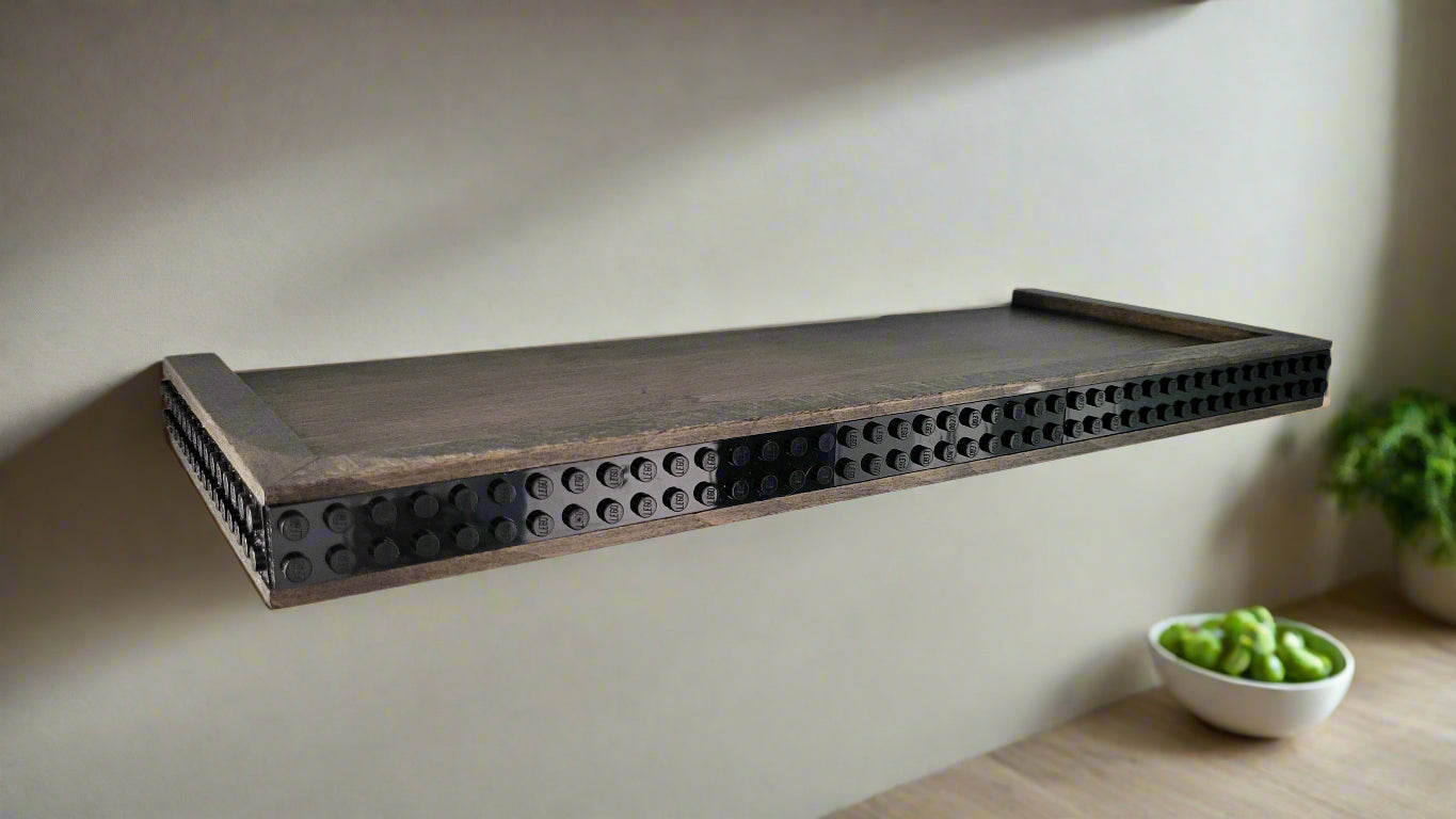 Ebony stain wood LEGO shelf 13" x 5"