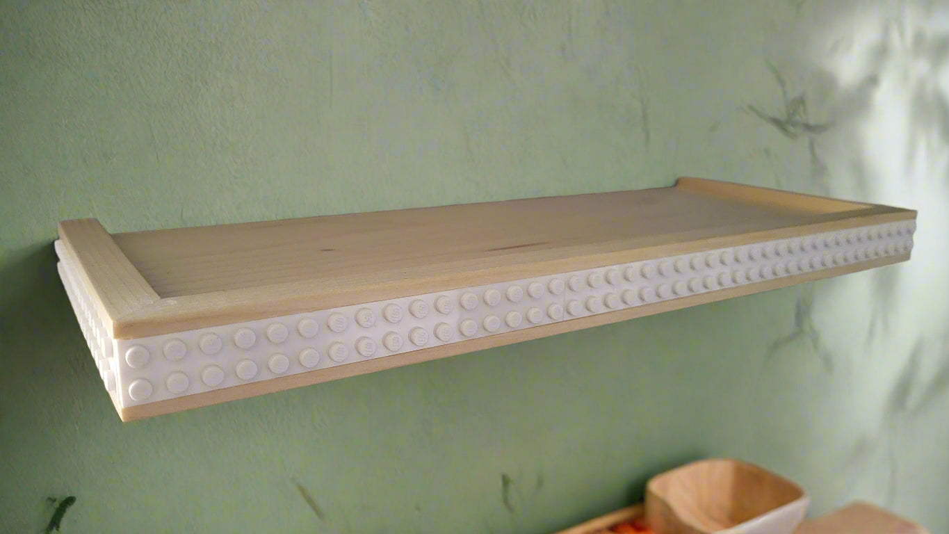 Natural wood LEGO shelf 13" x 5"