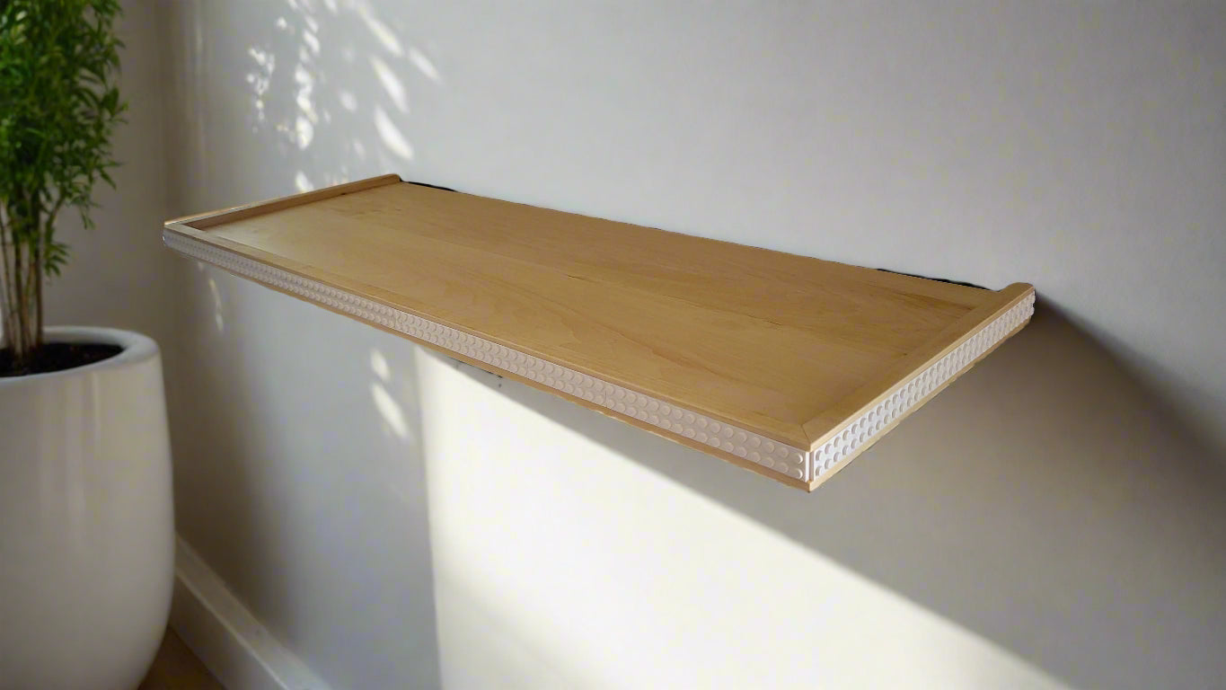 Natural stain wood LEGO shelf 28" x 10" 