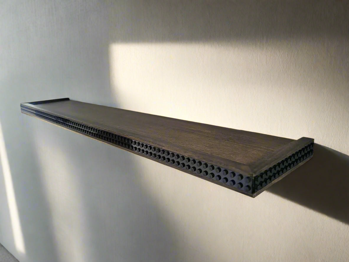 Ebony stain wood LEGO shelf 28" x 5" 