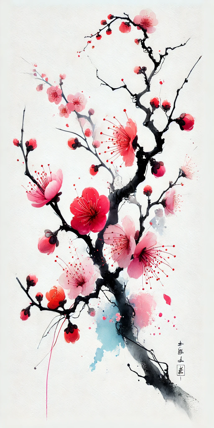 Plum-Blossom Watercolor 5x10